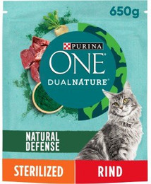Produktbild von PURINA ONE Dual Nature Trockenfutter für kastrierte Katzen mit Rind und Spirulina - 650 g