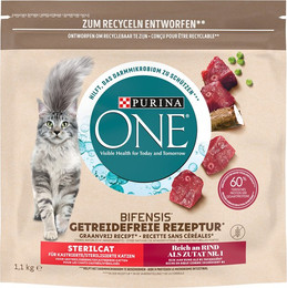 Produktbild von PURINA ONE Grain Free Sterilized Rind - 3 x 1,1 kg
