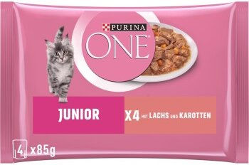 Produktbild von Purina ONE Junior Kittenfutter nass Lachs - 12 x 85 g