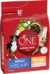 Produktbild von PURINA ONE Medium/Maxi Adult Huhn - 2 x 2,5 kg