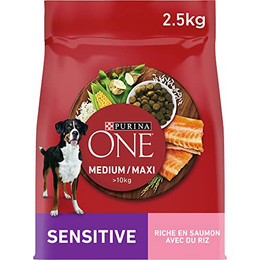 Produktbild von PURINA ONE Medium/Maxi Sensitive Lachs Trockenfutter für Hunde - 2,5 kg