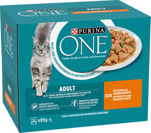 Produktbild von PURINA ONE Megapack Adult mit Huhn und grüne Bohnen 24 x 85g - 2.040 g
