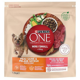 Produktbild von PURINA ONE Mini Skin & Coat Rind Trockenfutter für kleine Hunde - 1,5 kg