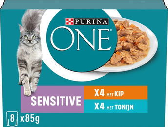 Purina ONE Sensitive - Huhn & Thunfisch - 8 x 85 g – Bild 1 von 5
