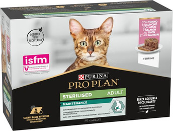 Produktbild von Purina Pro Plan Nassfutter für Katzen sterilisiert Lachs und Thunfisch - 12 x 85 g