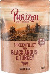 Produktbild von Purizon Adult Hühnerfilet mit Black Angus & Truthahn - 24 x 300 g