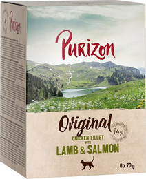 Produktbild von Purizon Adult Hühnerfilet mit Lachs & Lamm - 12 x 70 g