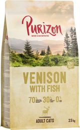 Produktbild von Purizon Gemischtes Sparpaket Katzenfutter Huhn, Ente, Hirsch & Fisch - 3 x 2,5 kg