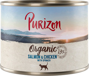 Produktbild von Purizon Organic Katzen-Nassnahrung Lachs und Huhn mit Spinat - 24 x 200 g