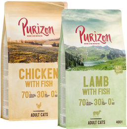 Produktbild von Purizon Probiermix Huhn & Fisch und Lamm & Fisch - 2 x 400 g