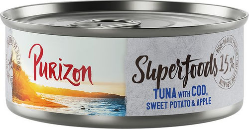 Produktbild von Purizon Superfoods Thunfisch mit Kabeljau, Süßkartoffel und Apfel - 6 x 70 g