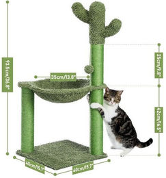 Produktbild von purplerain Kratzbaum Kaktus Grün mit Hängematte und Ball