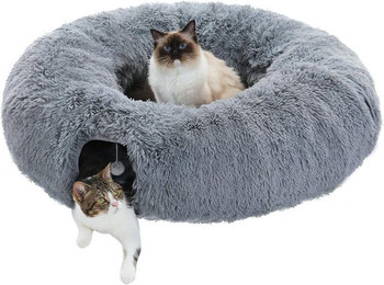 Produktbild von Purpurra Agility-Tunnel Plüsch Tunnel Donut für Indoor Katzen, 108 x 87 x 25 cm