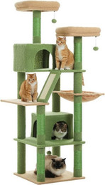 Produktbild von Purpurra Kratzbaum 5/7 Ebenen mit 2 Höhlen und gepolsterten Kuschelbetten