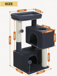 Produktbild von Purpurra Kratzbaum 82cm für Wohnungskatzen mit 2 Höhlen