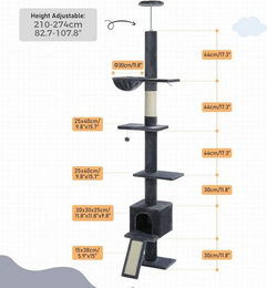 Produktbild von Purpurra Kratzbaum deckenhoch mit Hängematte und Katzenhöhle höhenverstellbar