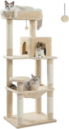 Produktbild von Purpurra Kratzbaum Katzenbaum mit Metall Plüsch Hängematte 116cm/ 143 cm