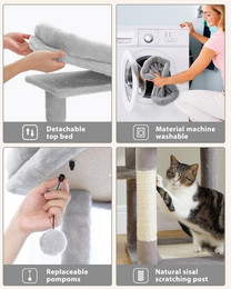 Produktbild von Purpurra Kratzbaum Katzenturm mit großer Hängematte und Höhle für große Katze