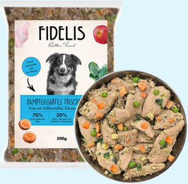 Produktbild von Pute mit Süßkartoffel, Erbsen und Spinat (500g, tiefgefroren)