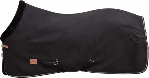 Produktbild von Paddock Sports Pferdedecke mit diagonalen Streifen in Schwarz-Silber aus Polyester