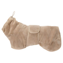 Produktbild von PAIKKA Drying Coat Bademantel aus Mikrofaser für kleine Hunde in Beige mit 25 cm Rückenlänge