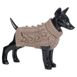 Produktbild von PAIKKA Hunde Strickpullover Handmade Knit Sweater aus Wolle in Beige mit 50 cm Rückenlänge
