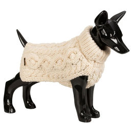 Produktbild von PAIKKA Hunde Strickpullover Handmade Knit Sweater aus Wolle Weiß Rückenlänge 40 cm