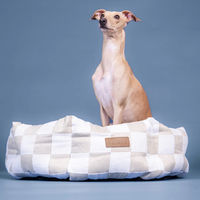 Produktbild von PAIKKA Hundebett kariert beige Durchmesser 95 cm