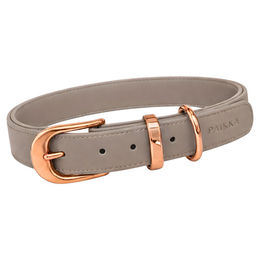 Produktbild von PAIKKA Lignify Hundehalsband aus Kunstleder in Taupe Größe XL wasserabweisend