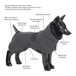 PAIKKA Visibility Hunde Winterjacke wasserdicht reflektierend Grau Schwarz – Bild 1 von 2