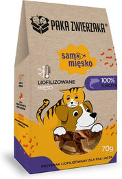 Produktbild von PAKA ZWIERZAKA Gefriergetrocknetes Thunfisch Fleisch Leckerli für Hunde und Katzen 70 g