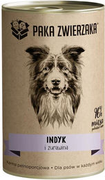Produktbild von PAKA ZWIERZAKA Hund Nassfutter Truthahn und Lachs Stückchen in Sauce Hypoallergen Monoprotein 400 g