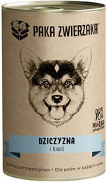 Produktbild von PAKA ZWIERZAKA Hund Nassfutter Wild und Lachs Stückchen in Sauce 400 g getreidefrei mit hohem Fleischanteil - 400 g