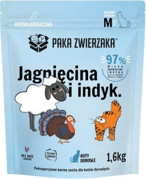 Produktbild von PAKA ZWIERZAKA Trockenfutter Lamm und Truthahn für ausgewachsene sterilisierte Katzen Getreidefrei 1,6 kg