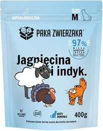 Produktbild von Paka Zwierzaka Trockenfutter Lamm und Truthahn für sterilisiert Katzen Adult Getreidefrei 400 g