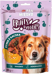 Produktbild von PAN MIĘSKO Fruits and Veggies Belohnungssnack für Hunde mit Ente und Kürbis Monoprotein 100 g