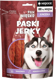 Produktbild von PAN MIĘSKO Hund Leckerli Ente Streifen Monoprotein mit hohem Fleischanteil Junior 100 g
