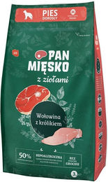 PAN MIĘSKO Hundefutter Rind mit Kaninchen und Kräutern getreidefrei hypoallergen Adult 3 kg – Bild 1 von 2