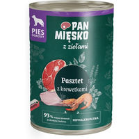 Produktbild von Pan Mięsko Hundepaté mit Garnelen für adulte Hunde hypoallergen getreidefrei 400 g - 12 x 400 g