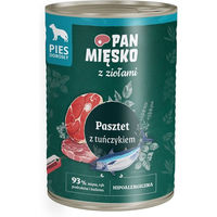 Produktbild von PAN MIĘSKO Hundepaté mit Thunfisch und Kräutern für adulte Hunde hypoallergen 400 g