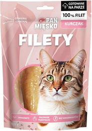 Produktbild von PAN MIĘSKO Katzen Leckerli Hähnchen Filets Snack für erwachsene Katzen 100 g