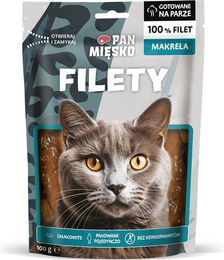 Produktbild von PAN MIĘSKO Katzen Leckerli Makrele Filets für erwachsene Katzen 100 g