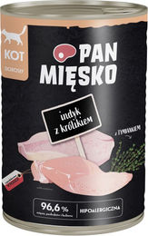 Produktbild von Pan Mięsko Katzen Nassfutter Truthahn mit Kaninchen Getreidefrei Sensitive 12 x 400 g - 12 x 400 g