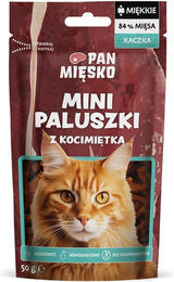 Produktbild von PAN MIĘSKO Mini Sticks Ente mit Katzenminze Katzen Leckerli für erwachsene Katzen 50 g