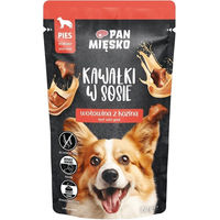 Produktbild von PAN MIĘSKO Nassfutter für adulte Hunde mit Rind und Ziege in Sauce getreidefrei 150 g