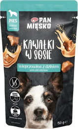 Produktbild von PAN MIĘSKO Nassfutter für adulte Hunde mit Schwein und Wildschwein in Sauce getreidefrei 150 g