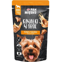 Produktbild von PAN MIĘSKO Nassfutter für adulte Hunde mit Truthahn, Ente und Rind in Sauce getreidefrei 150 g