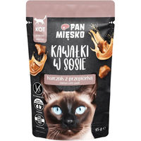 Produktbild von PAN MIĘSKO Nassfutter für adulte Katzen mit Huhn und Geflügel in Sauce getreidefrei 85 g