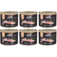 Produktbild von Pan Mięsko Nassfutter für adulte Katzen mit Pute und Kaninchen, hypoallergen und mit hohem Fleischanteil, 6x200 g