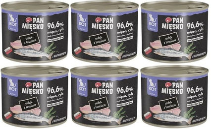 Produktbild von PAN MIĘSKO Nassfutter für Kätzchen mit Pute und Lachs hypoallergen mit hohem Fleischanteil 6x200 g